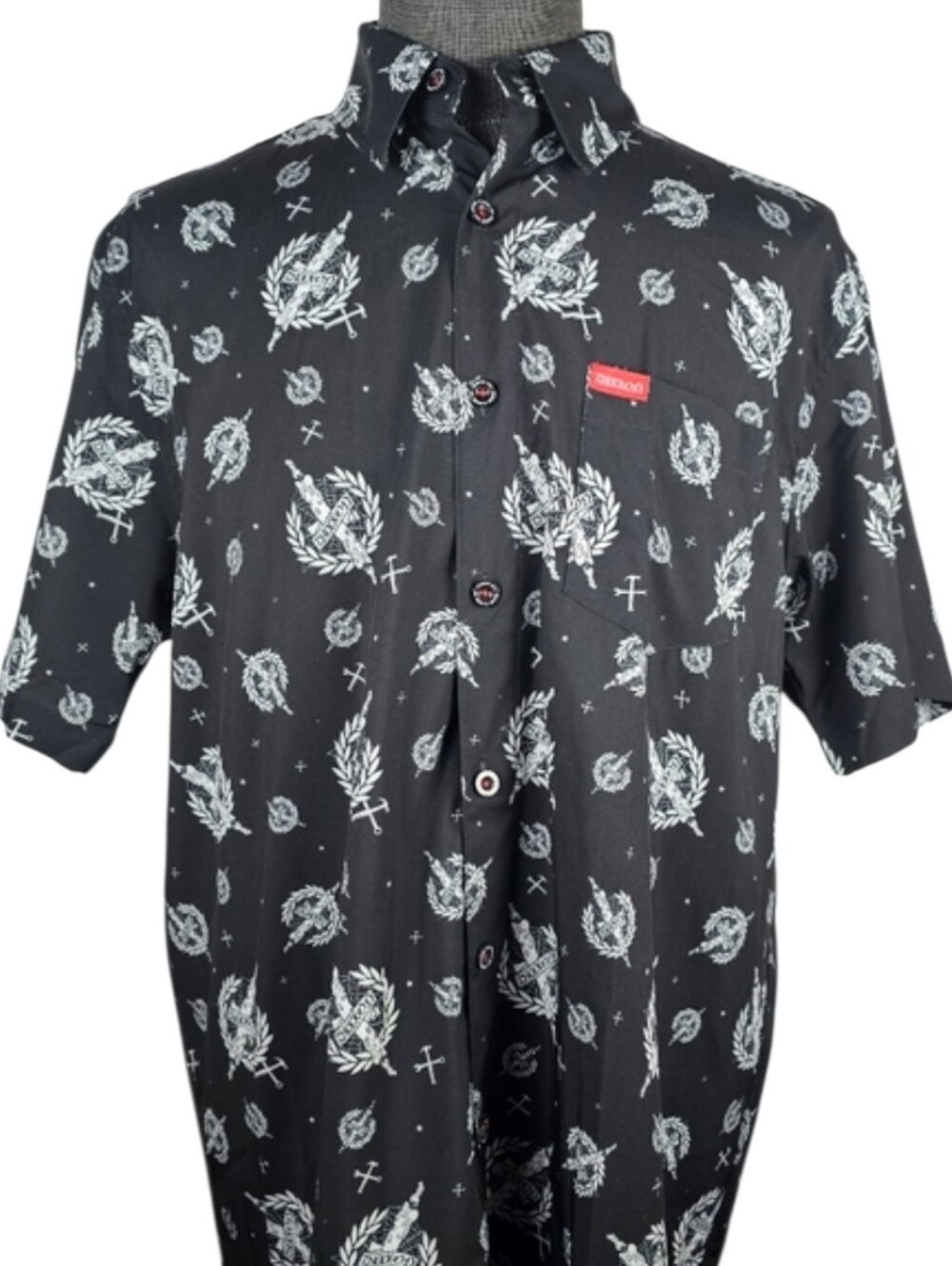 Dixxon The Candle Men's Short Sleeve Button Down Casual Edgy Size L